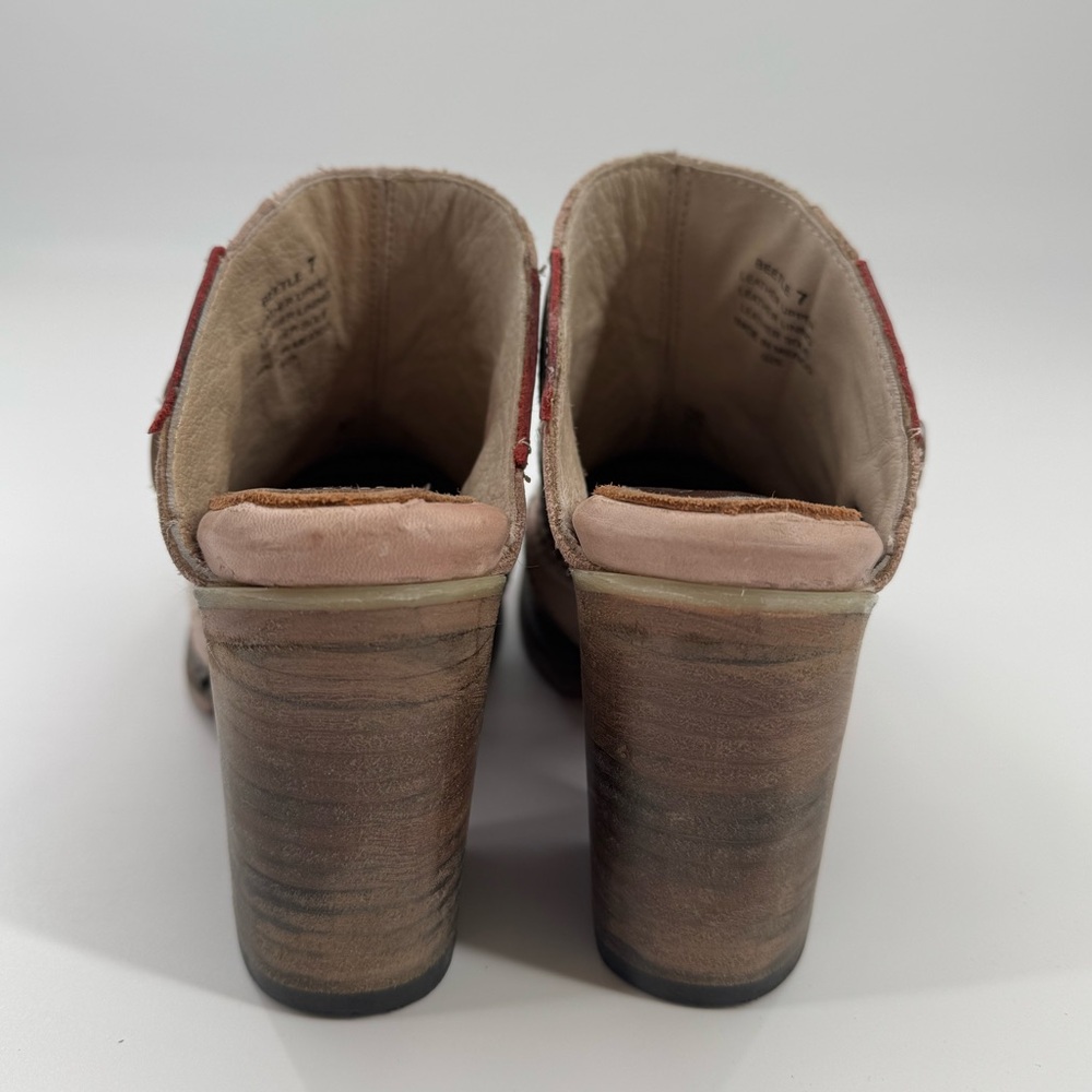 Freebird Beetle Patchwork Heeled Leather Clogs Si… - image 4